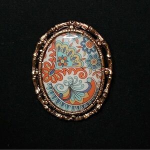 Glass Paisley Print Brooch/Pendant